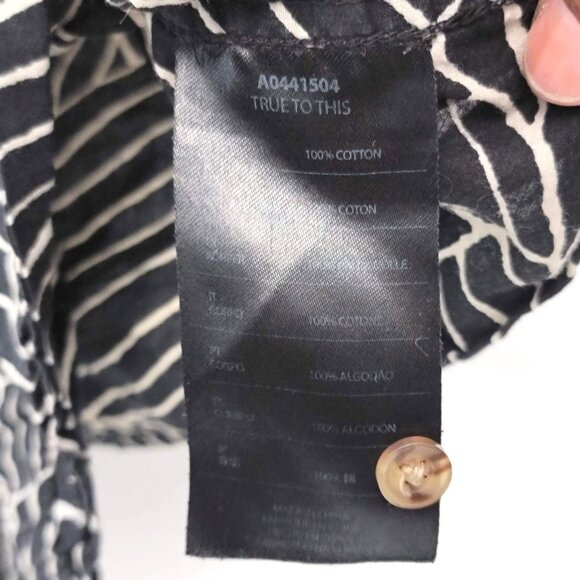 Volcom Black & Cream Abstract Print Slim Fit Short Sleeve Button Up Shirt SZ M - Picture 4 of 10